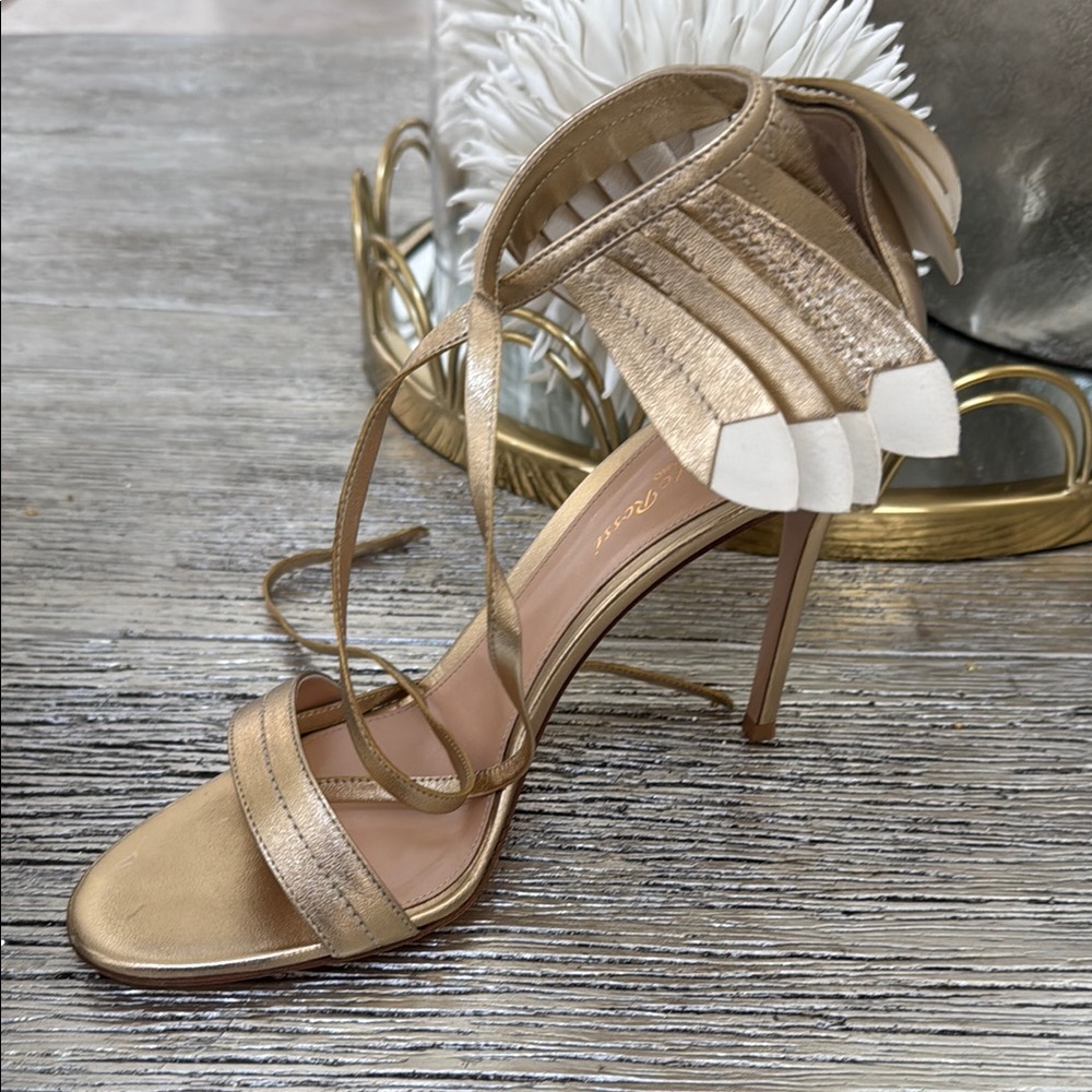 Gianvito Rossi Gold Stiletto Heels with Strappy Design